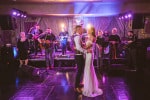 A bride and groom enjoy their first dance together